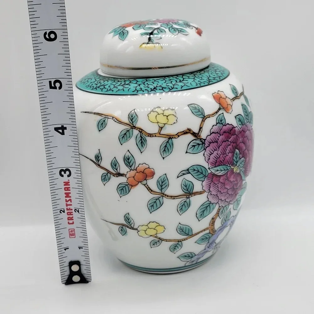 Vintage RARE ARDCO Multicolor Floral Ginger Jar From Japan Porcelain